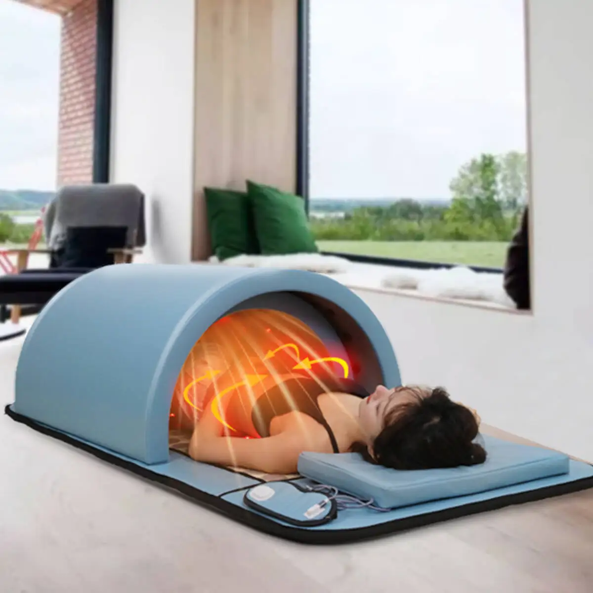 Professional Home Spa Single Person Use Far Infrared Sauna Mat Dome With Tourmaline And Germanium Stones And Massage Eye Mask