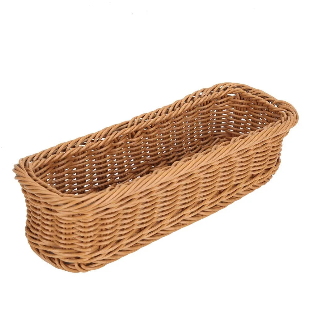 Imitation Cane Woven Flatware Holder Hollow Design Rectangular Organizer Holder Smooth Anti Drop Kitchen Basket Sundry Storage