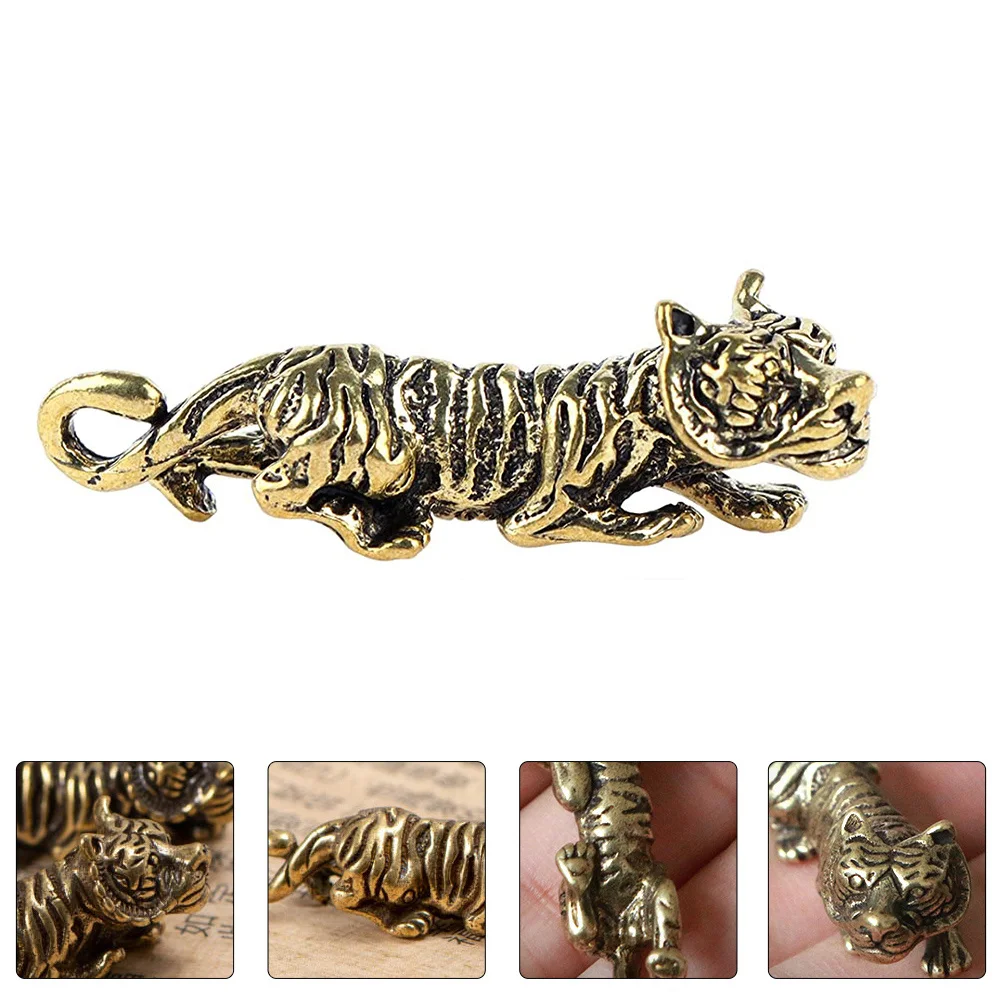 

10Pcs Retro Brass Tiger Keychain Pendants Exquisite Craft Decor DIY Pendant Antelope Sculpture Home Office DIY Tiger Pendant
