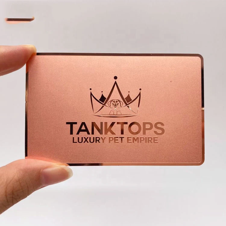 Customized query 2024 Popular Reflective Mirror Gold Silver Plated Metallic Stainless Steel Membership Card