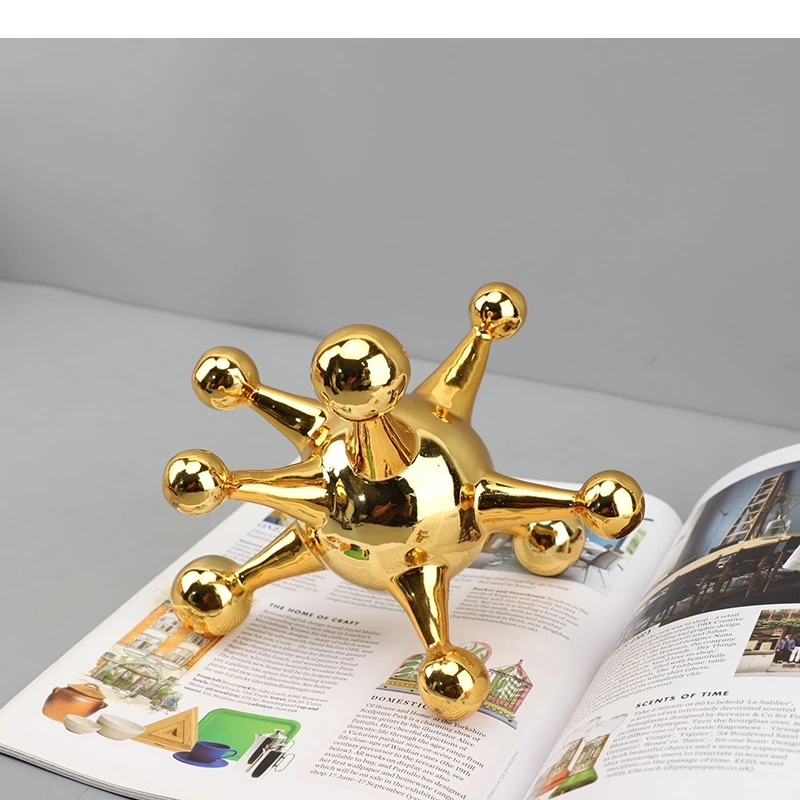 Molecular Structure Atomic Nucleus Creative Ornaments Desk Decoration Golden Molecular Structure Model Room Aesthetic Decor