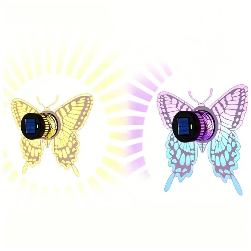 [NEW!ABSV】 2PCS Decorative Solar Butterfly Lights For Post Patio