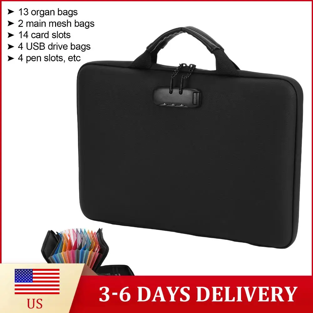 

Водонепроницаемый портфель-аккордеон на 13 отделений с замком, расширяемая папка для документов, жесткий футляр для файлов для офиса, деловых поездок и встреч