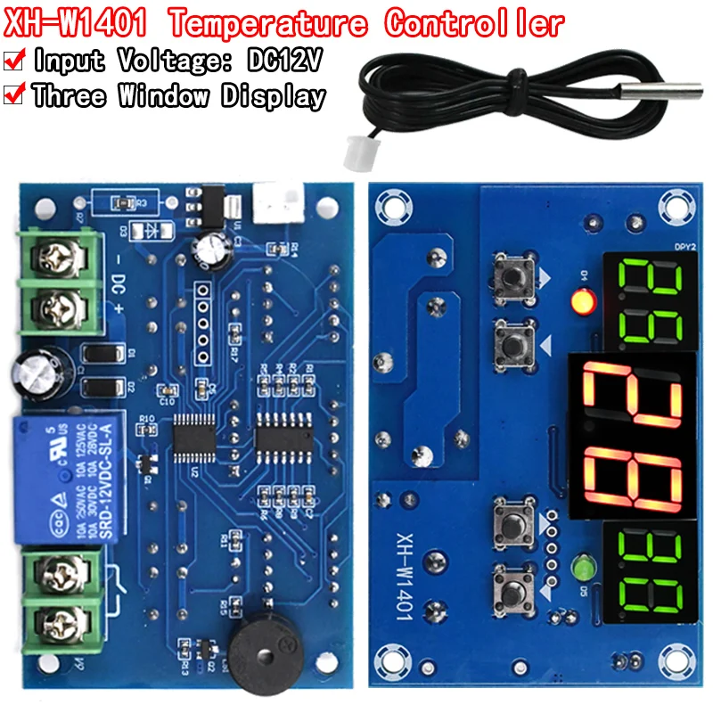 W1401 Thermostat Intelligent Digital Led Display Module Thermostat Temperature Controller Module NTC Sensor Module DC 12V