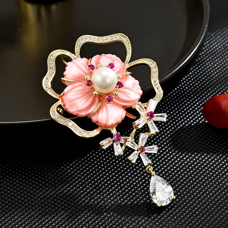 Luck Bracelet Hand String New Classic Elegant Cherry Blossom Style Brooch Sweet Fresh All-Match Elegant Coat Brooch Anti-Running