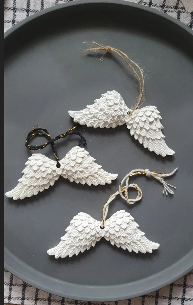 Diy anjo asa pingente gesso molde de silicone pena pingente aromaterapia decoração do carro ferramenta cozimento molde resina