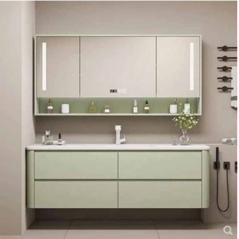 Combination Whole Washbin Skin Feeling Circular Arc Oak Paint Cabinet Body Simple Bathroom Table