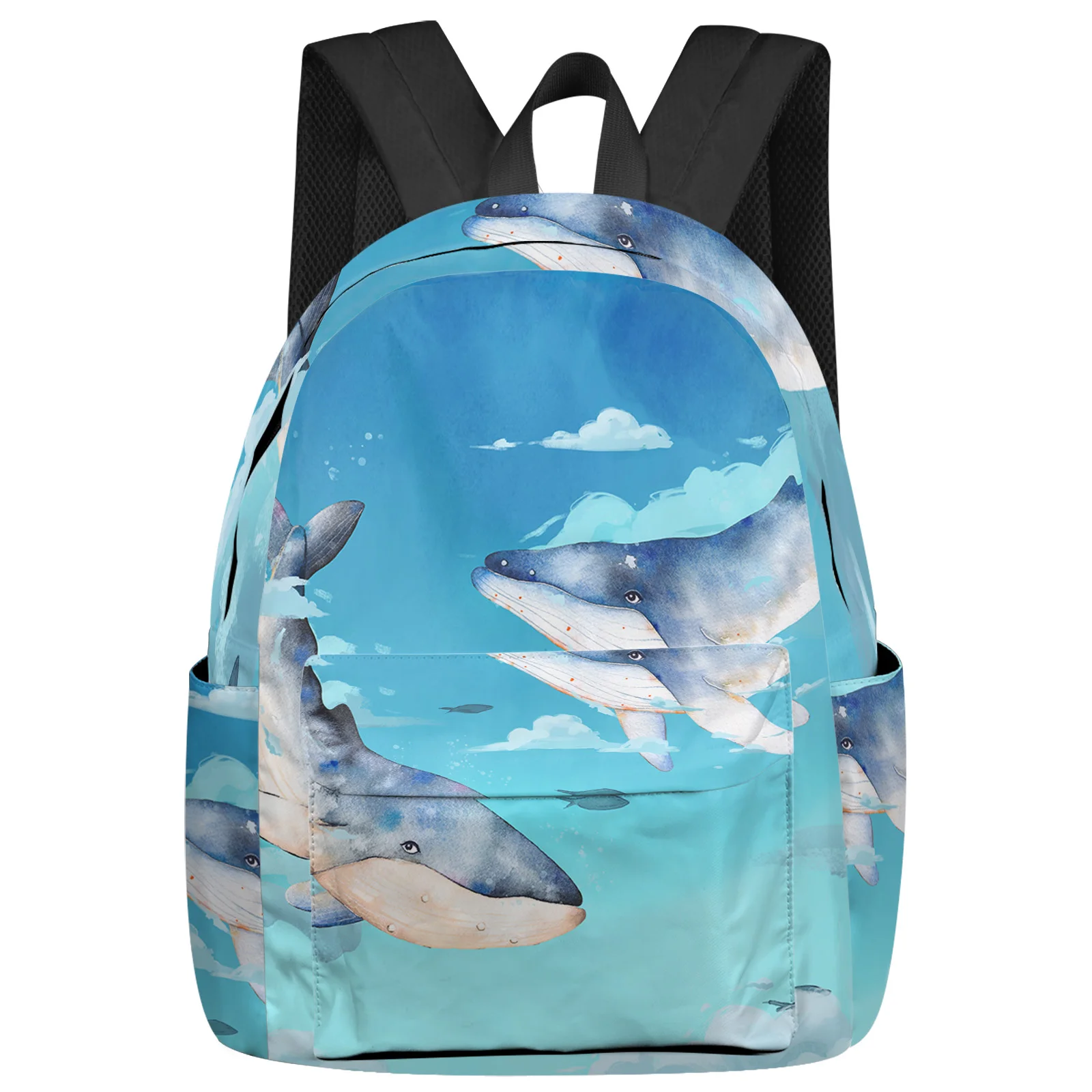 

Whale Sky Cartoon Watercolor Backpack Students Casual Travel Large Handbags High Capacity Schoolbag Teenager Bookbag