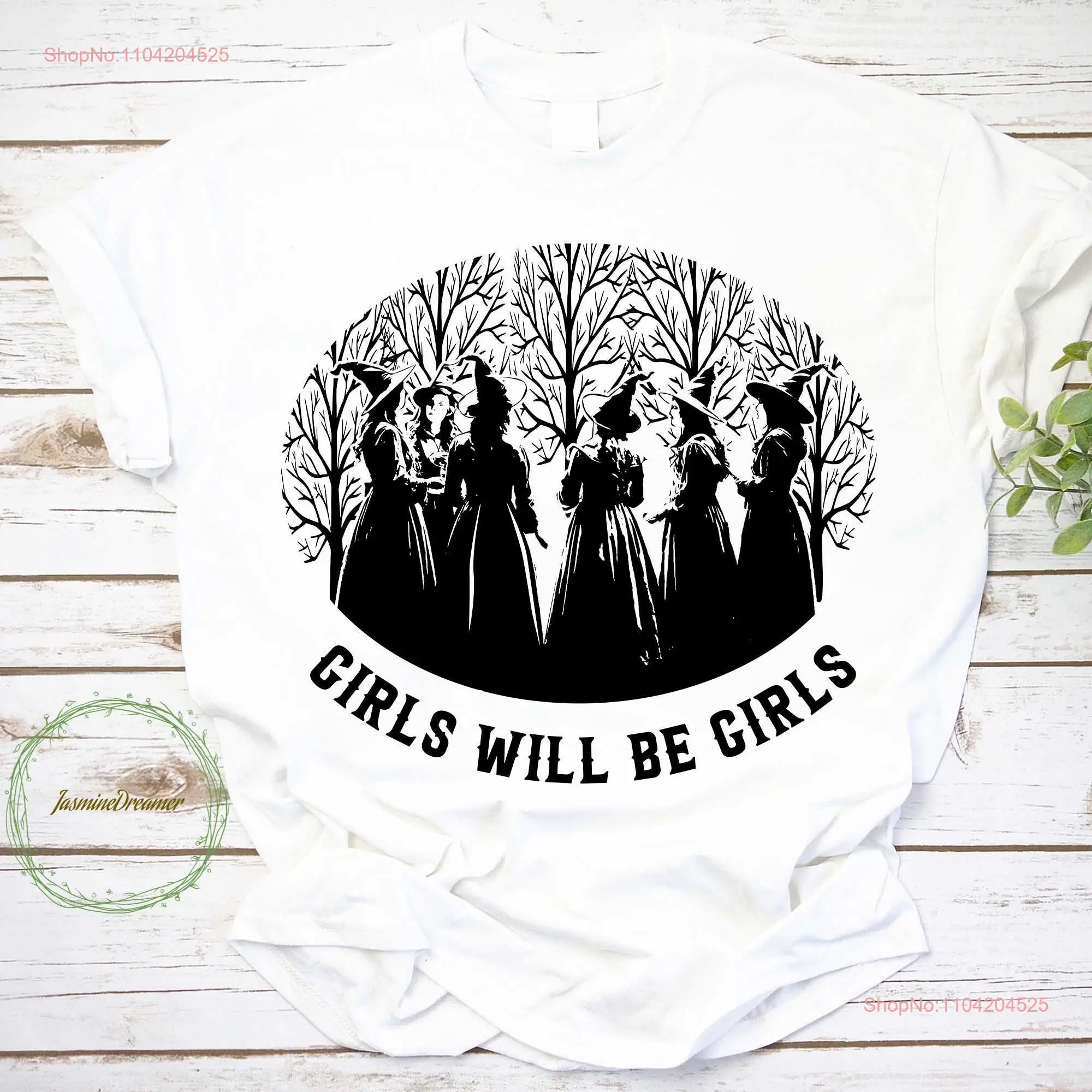 Girls Will Be Vintage T Shirt Womens Witchy Feminist Witch Halloween For Friends Night Women long or short sleeves