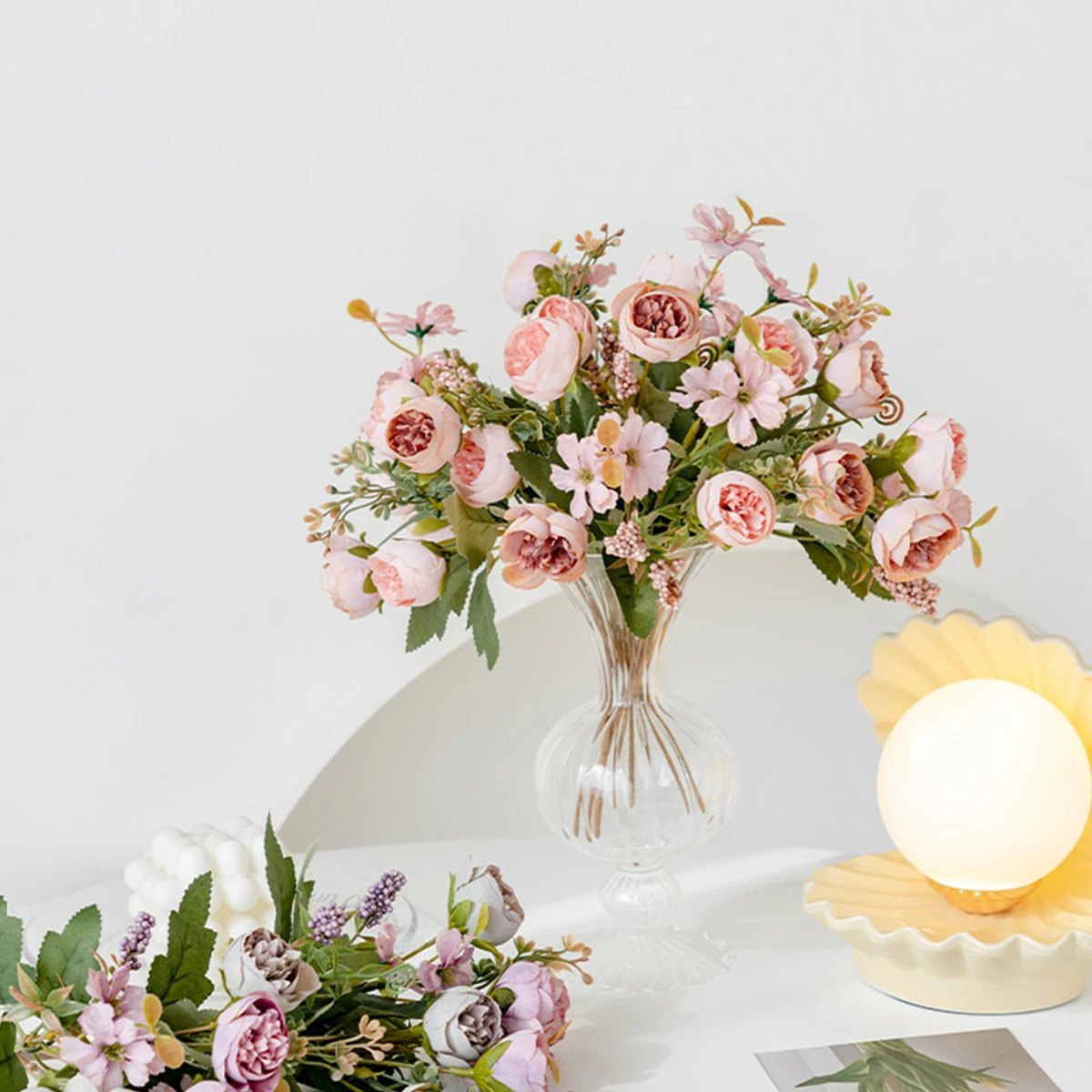Silk Artificial Flowers Tea bud Rose peony Wreath Valentine Wedding Bridal Bouquet Home vase table garden wreath Diy gift Decora