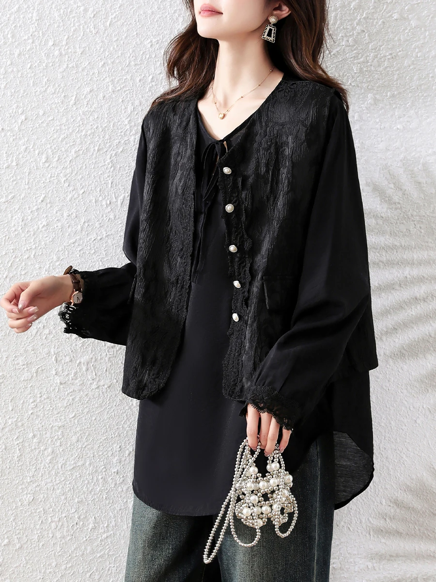 

New Chinese Sle Loose Long Sve Women's irt Base Layer Top plus Size Casual Loose Fit Spring Autumn New Arrival