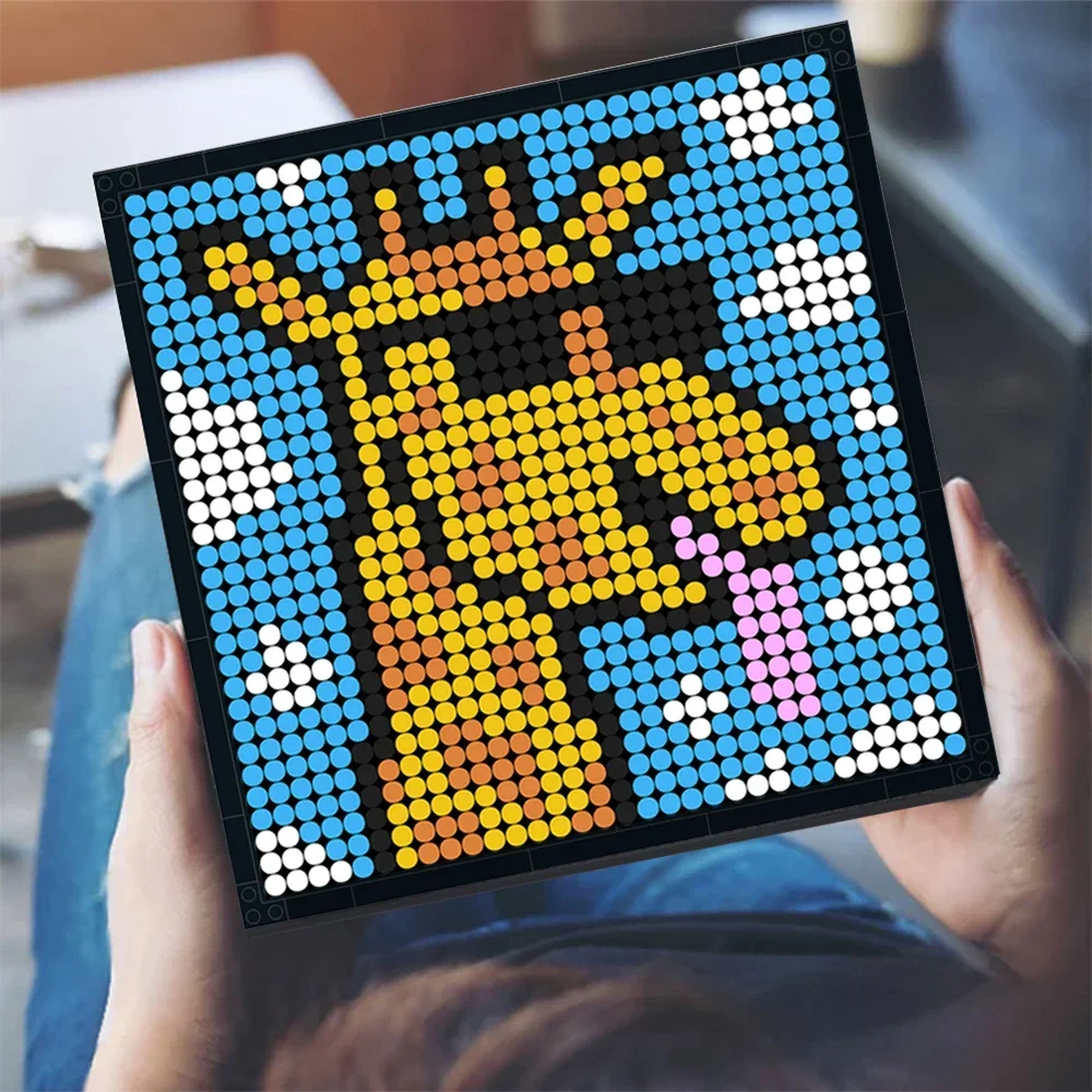 Handmade Pixel Art 32x32 kropki ręcznie malowany obrazek kot kreskówkowy rama pokój dekoracyjna mozaika przez klocki montaż zestaw zabawek dla dzieci