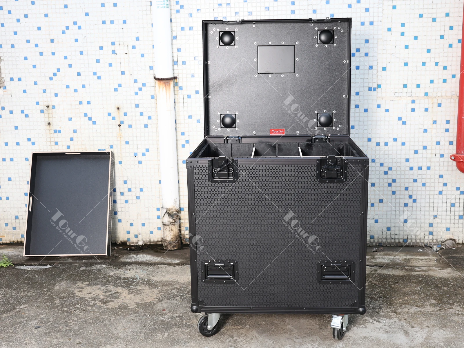 Custodie nere per cavi e camion Touring Flight Road Case con vassoio divisori
