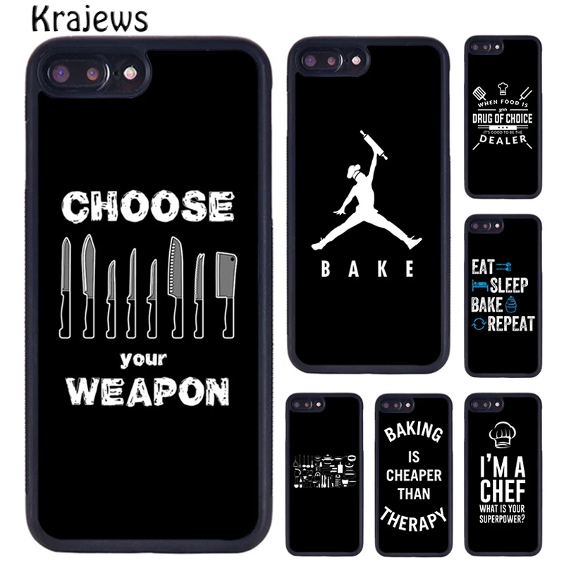 Krajews Love Baking Chef Knife Phone Case Cover For iPhone 16 15 14 plus X XR XS 11 12 13 pro max coque