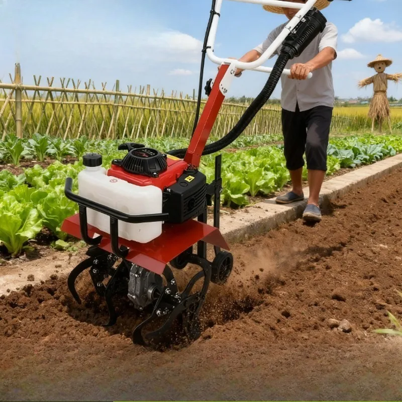 Micro-tiller Small household four-stroke soil loosening, weeding and ditching machine Paddy field weeding