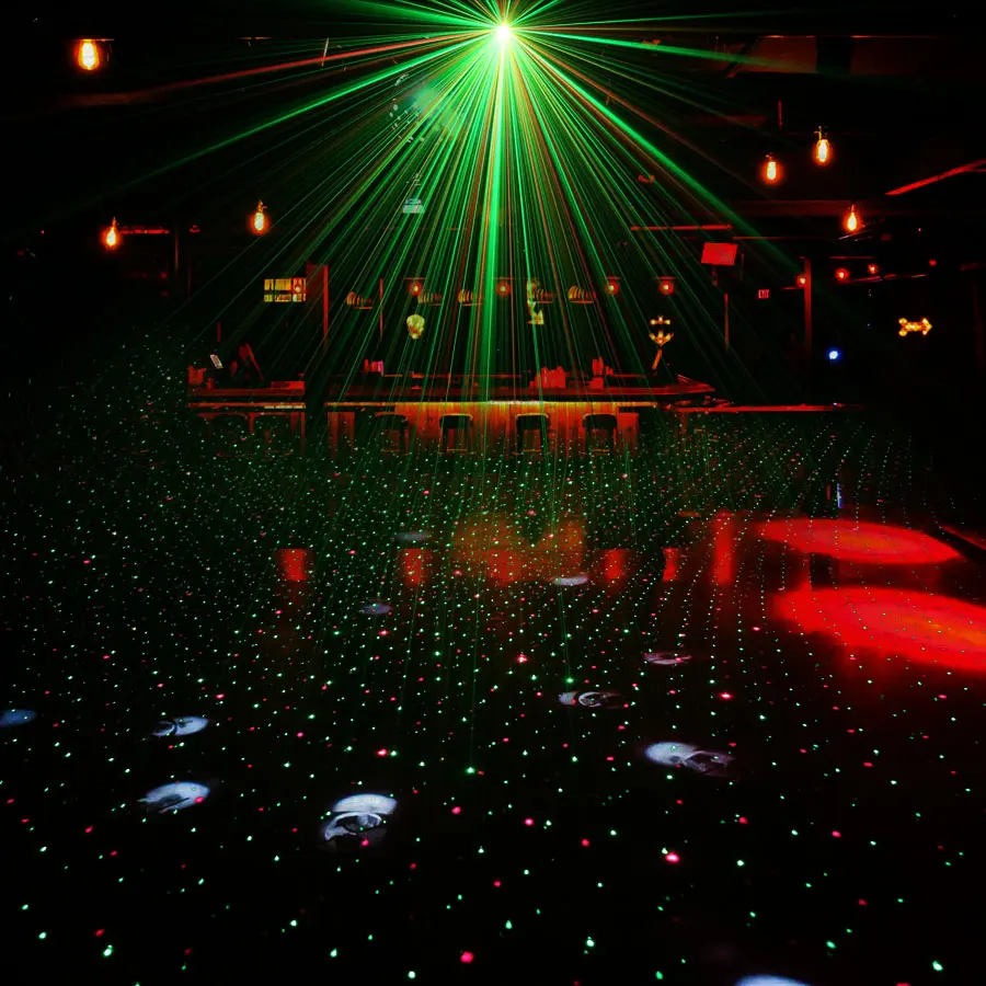 Mini R&G Moving 4 Patterns Laser Projector Disco Light DJ Bar Dance House Party Christmas Flash Stage Lamp Show YR4