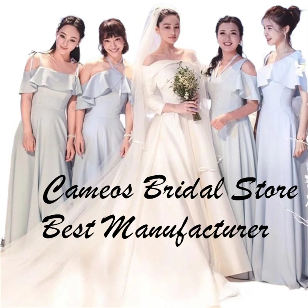 

SONDR Vintage Princess Custom Made Wedding Dresses Off the Shoulder Korea Long Sleeves Satin Brides Gowns Women Bridal Dresses