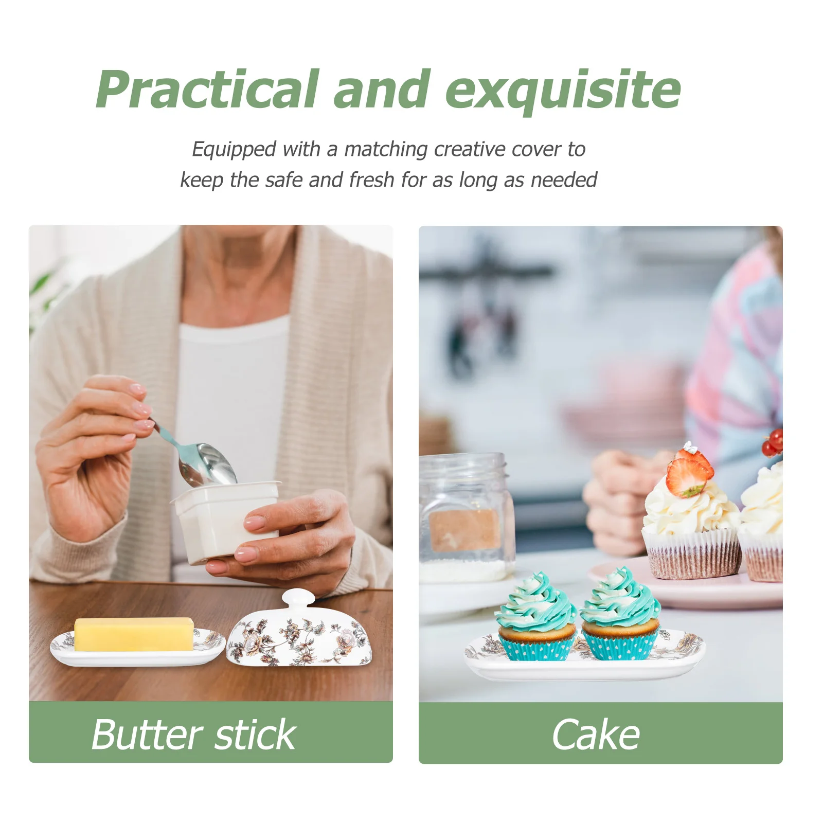 Ceramic Butter Box Exquisite Dish Plate Food Service Serving Containers with Lids Refrigerator Nut