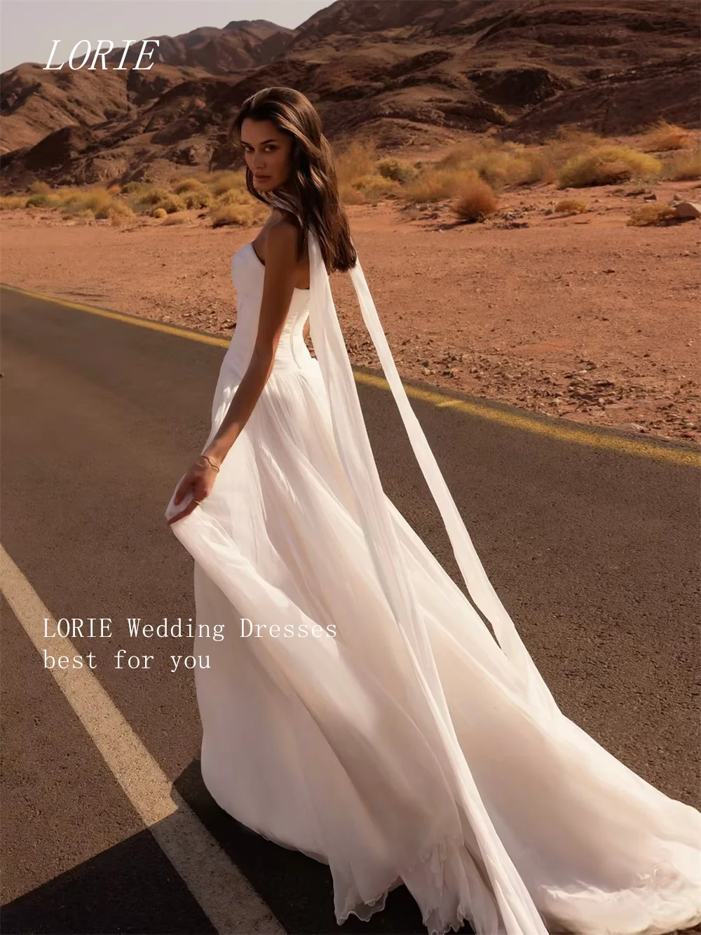 

LORIE Luxury A Line Civil Wedding Dress Elegant Illusion Sweetheart Bridal Dresses Pleat Engagement Wedding Gown Customized 2026