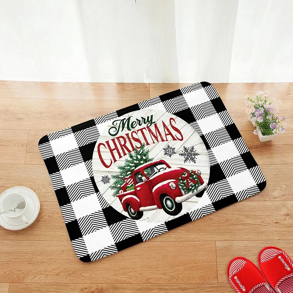 Tapete de porta de Natal VIKAMA, tapete de boas-vindas interno e externo para porta traseira dianteira, decoração de inverno de férias ​   casa