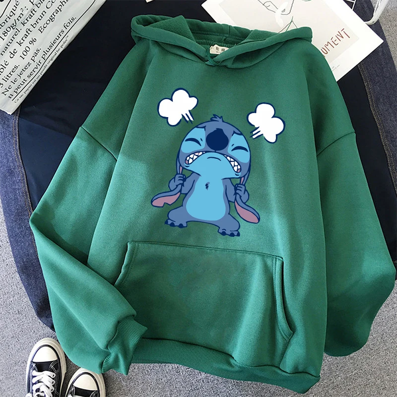 2000s hoodie Disney Stitch hoodies ผู้หญิงฮาราจูกุน่ารักอะนิเมะเสื้อมังงะสตรีทแวร์มีฮู้ดเสื้อสเวตเชิ้ต unisex