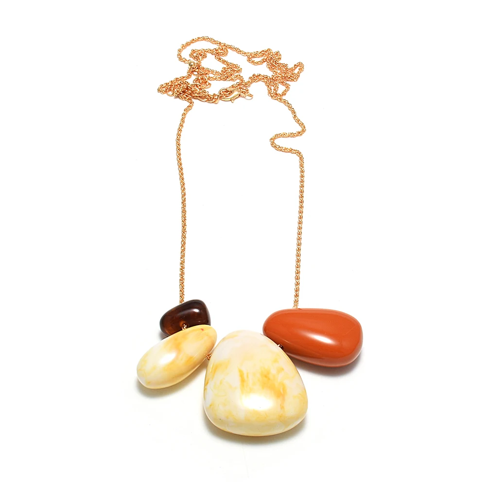 

Exaggerated Boho Long Irregular Stone Necklace Vintage Women Statement Acrylic Beads Chic Jewelry Gifts