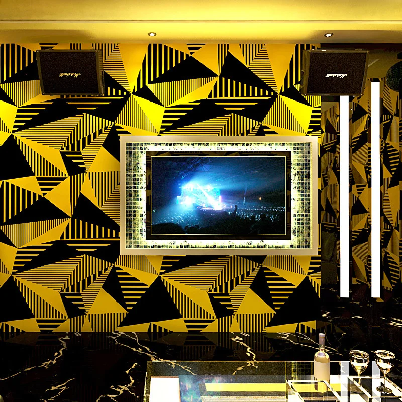 KTV wallpaper Concert Hall flash wallpaper 3D reflective bar theme black and white box Internet cafe background wall wallpaper