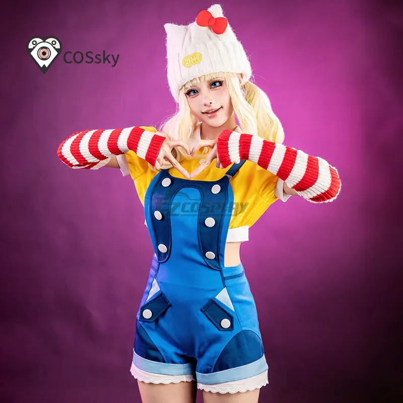 

Juno Overwatch 2 Juno Linking cats Cosplay Costume Blue & Yellow New Sweet Full Set Cat Ear Hat Game Women Halloween Juno Outfit