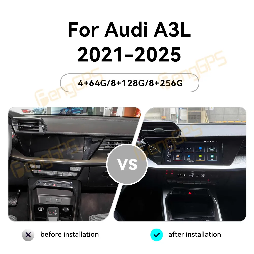Qualcomm 10.1 Inch Car Radio For Audi A3L 2021-2025 Carplay Multimedia Player Android Auto Stereo Vedio GPS Navigation DSP