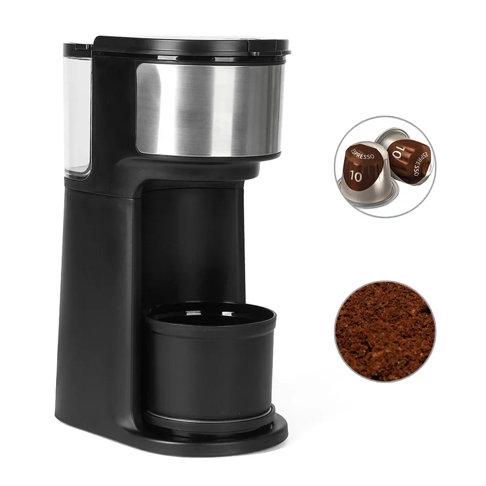 YUNYI retro coffee machine, battery powered coffee maker Single-serve Brewers,black