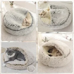 Pet Bed Cat  Dog Sleep Bag Cat Nest Kennel For Small Dog Cat Winter Long Plush Round Cushion Cat Dog Pet House Warm Pet Basket