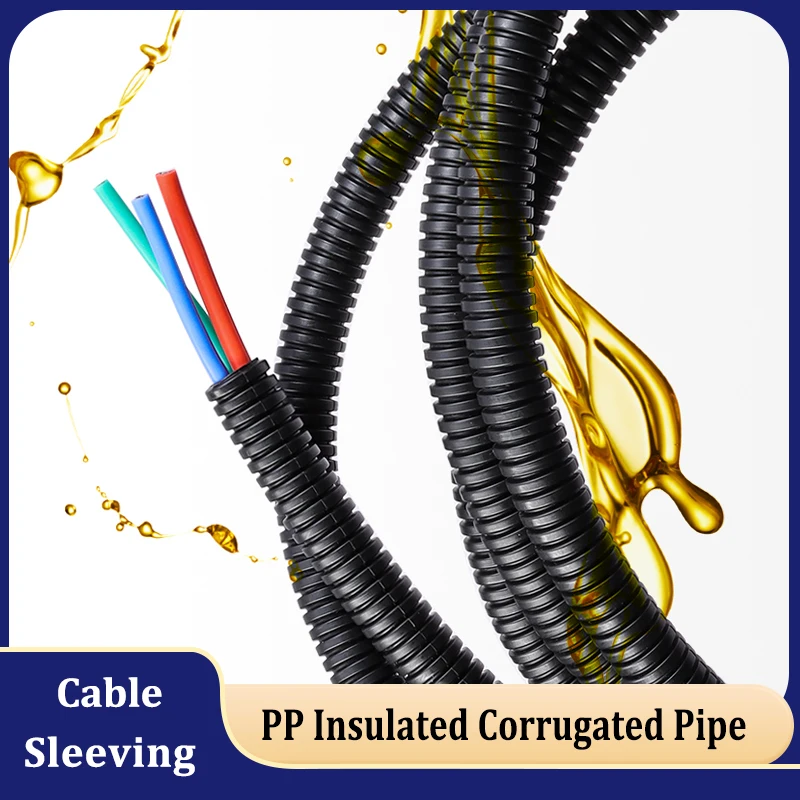

1m PP Insulated Corrugated Tube Wire Harness Threaded Hose Plastic Auto Car Mechanical Line Protecter Sleeve AD 7.5mm ~ 34.5mm
