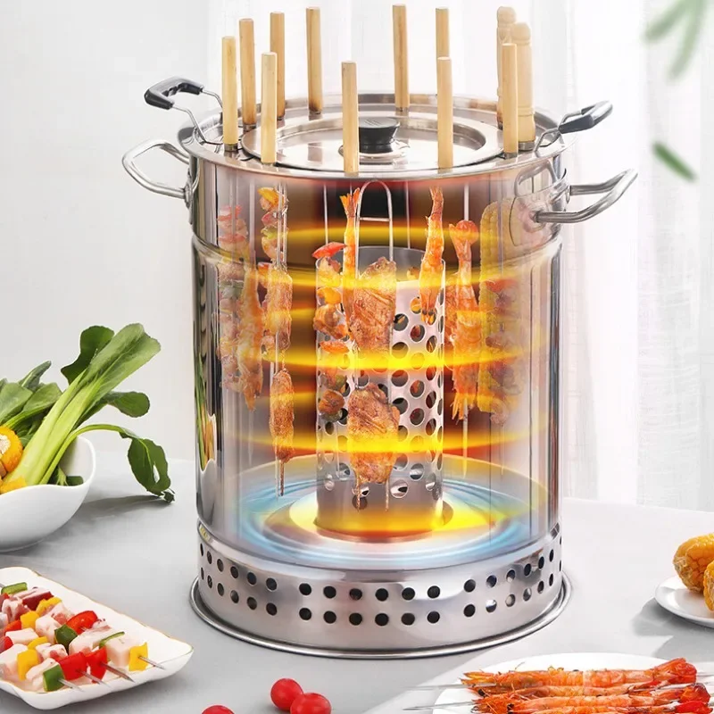 

Домашний гриль для шампуров, кукурузное барбекю, уличный бездымный подвесной гриль, гриль из нержавеющей стали, спиртовое уголь R2W0A1