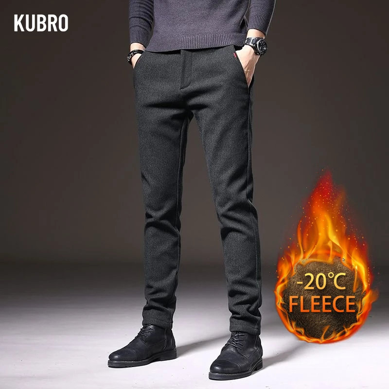 

Осень/зима, повседневные брюки с шлифованной плюшевой подкладкой для универсальных прямых брюк для мужчин