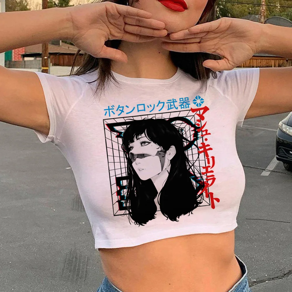 Techno graphic  90s crop top girl trashy manga 90s gothic  tee  tshirt