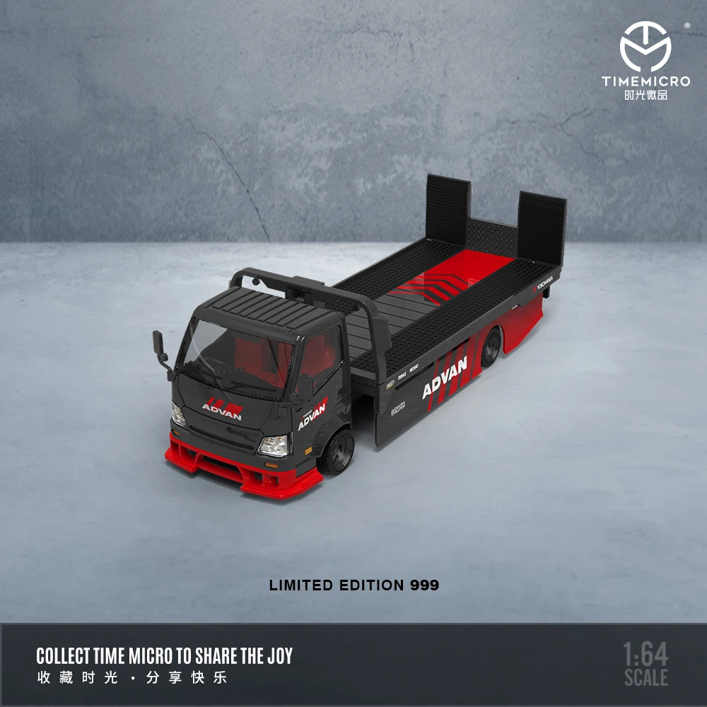 

TimeMicro 1:64 H300 flatbed transport trailer -ADVAN/ MoonEyes/Martini /Spoon/ Silver-Blue theme painted truck model