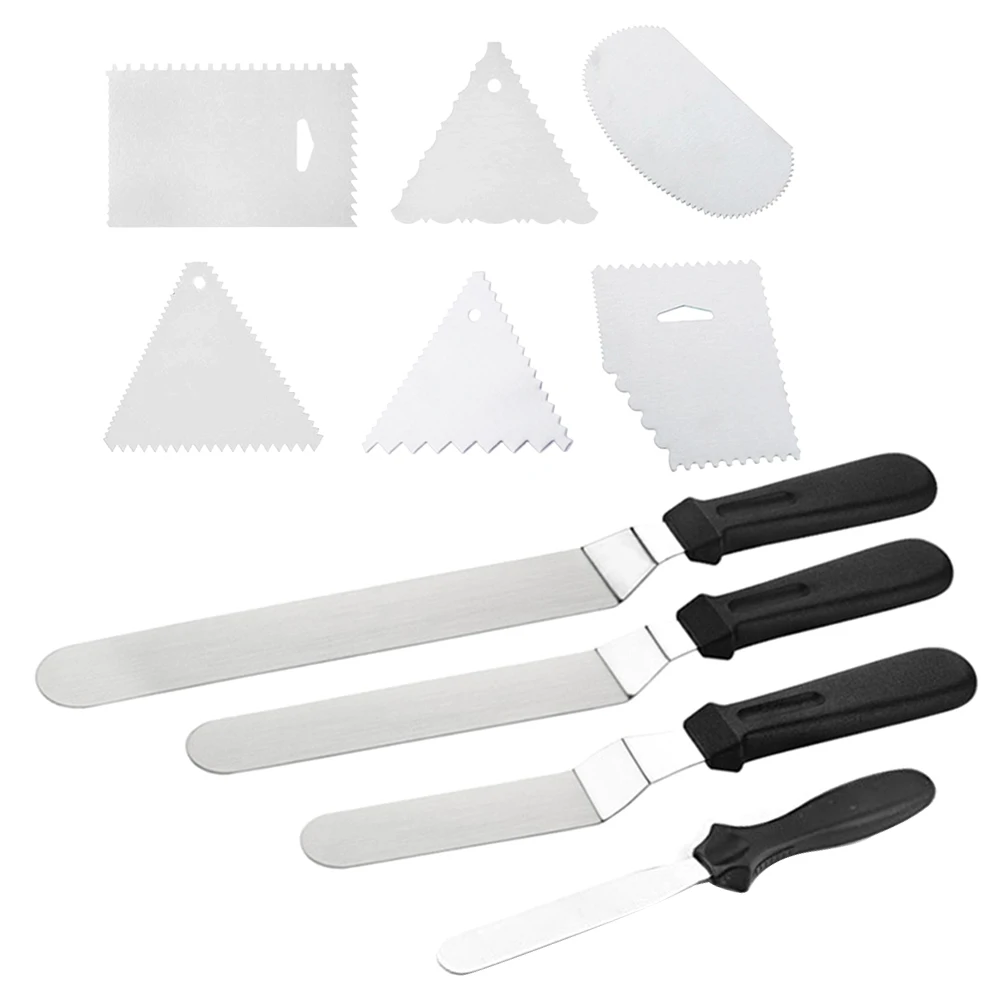 

10Pcs Cake Spatula Set Stainless Steel Icing Smoother Pastry Tool Cream Scraper Baking Tools Cake Decorating Easy Clean