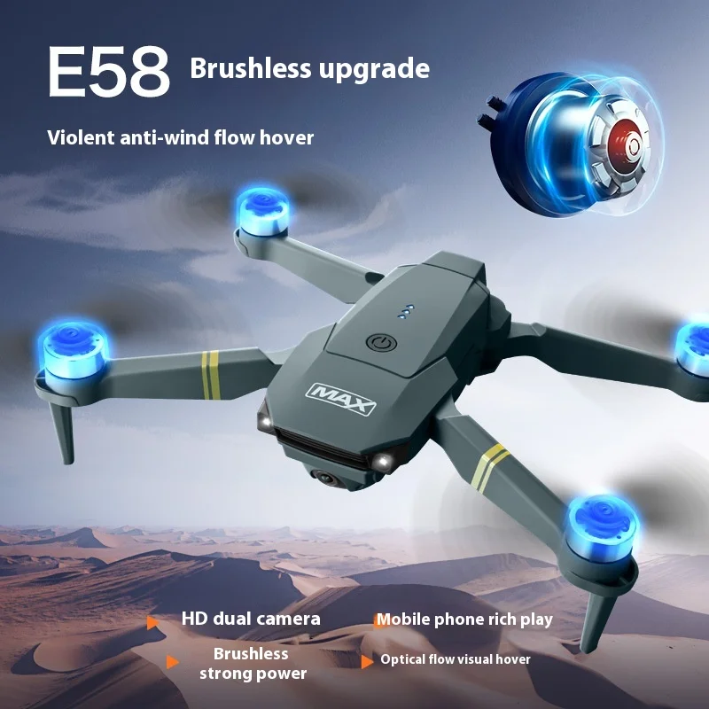 KBDFA E58 MAX WiFi FPV Drone - 1080P 4K HD Camera Foldable Altitude Hold Quadcopter RC Helicopter Toy Gift with Battery