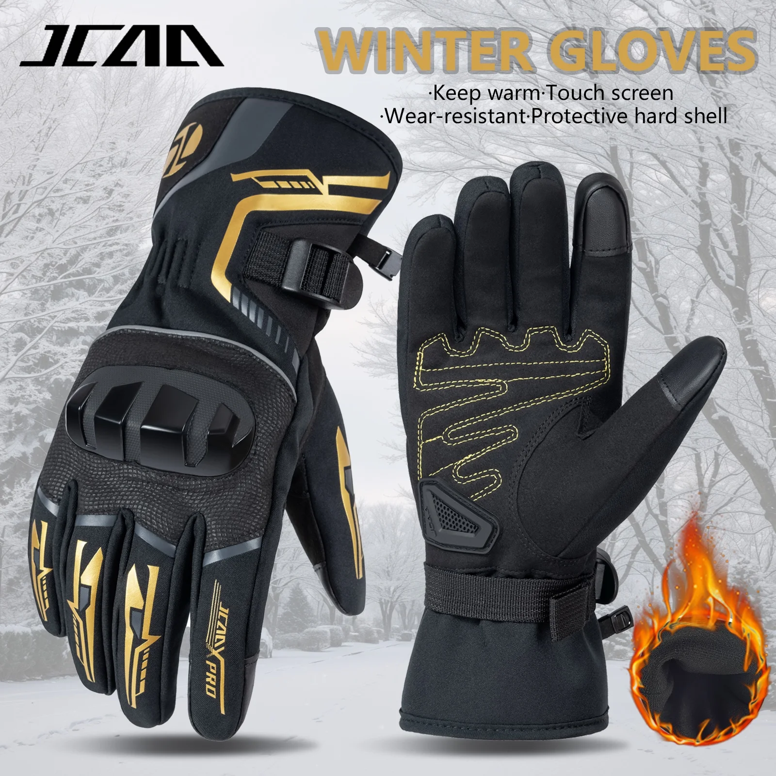 

Motorbike Ski Gloves Winter Warm Waterproof Windproof Touchscreen Protective Motorcycle Gloves Pink Gold Ultra-fiber Hard Shell