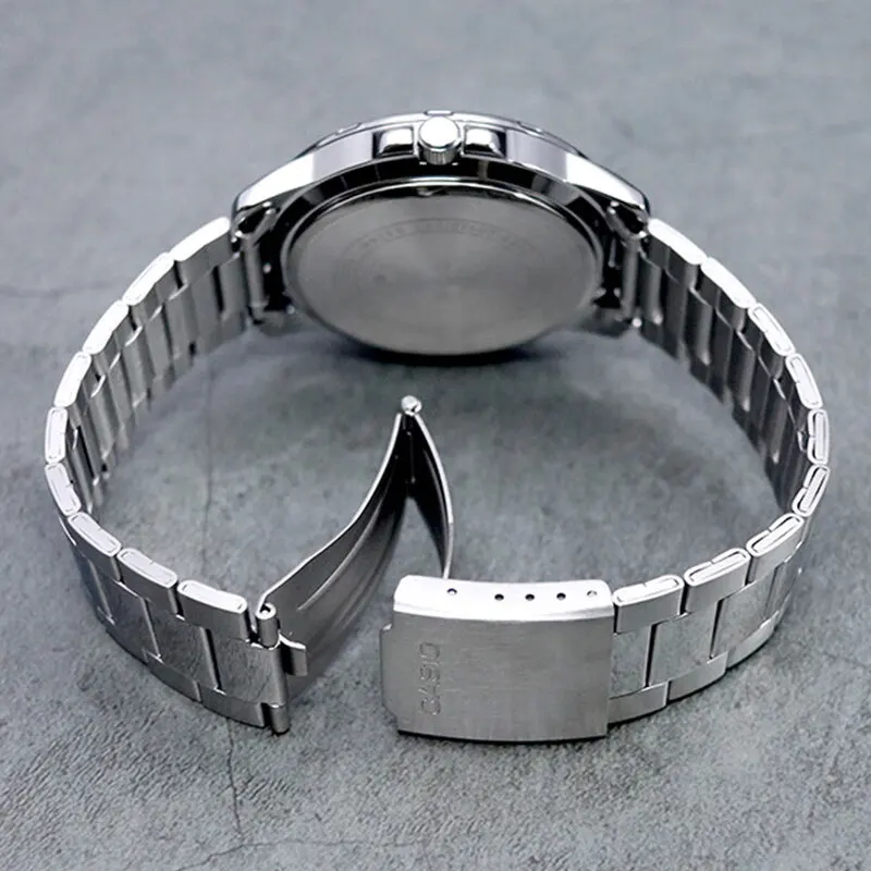 ساعة كاسيو مان ساعة جلدية عصرية فاخرة للرجال مقاومة للماء وبسيطة من الفولاذ المقاوم للصدأ مع عرض التاريخ وساعات كوارتز