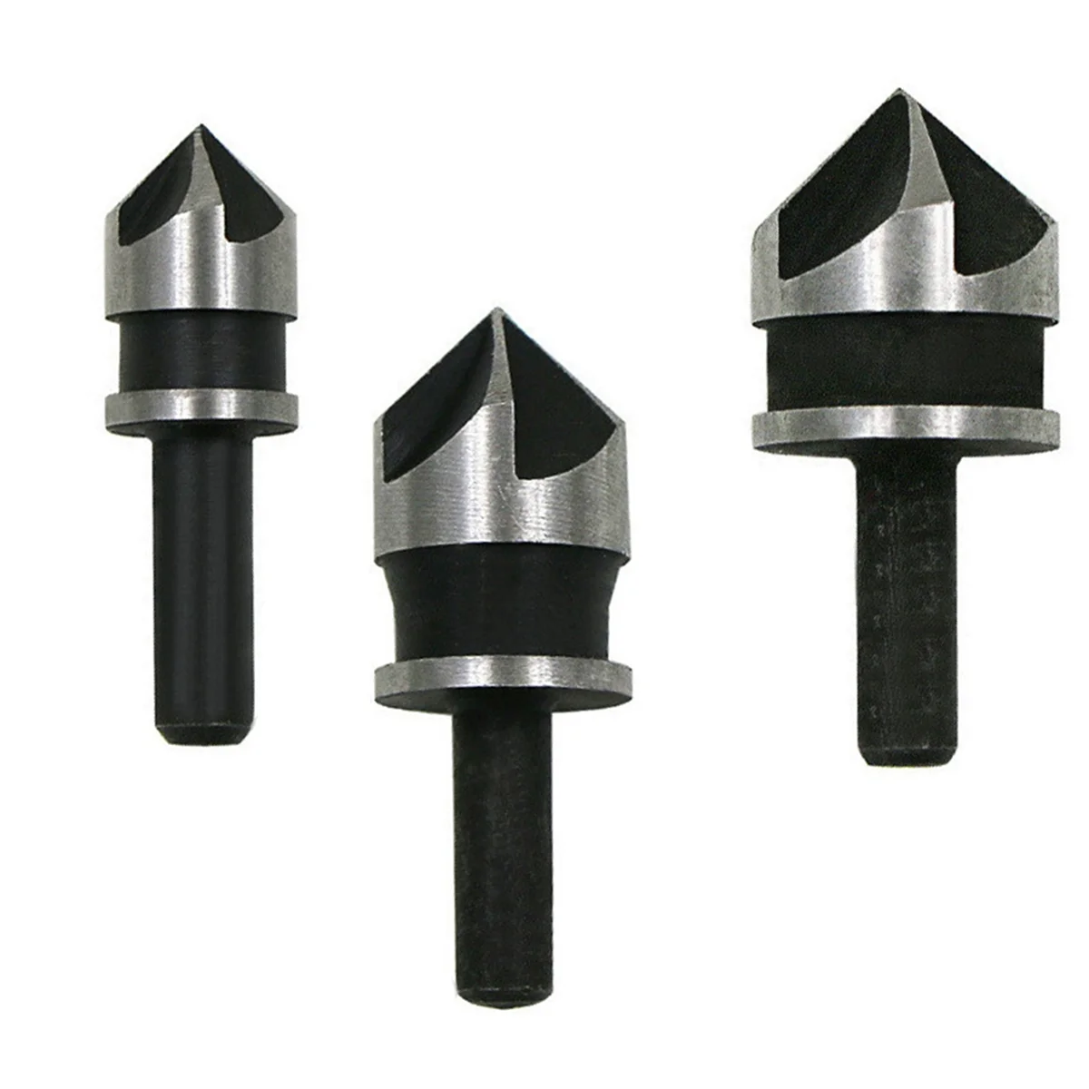 ABIY 3Pcs Woodworking 5-Edge Chamfering Machine 90-Degree Chamfering Knife 12-19Mm Tool Set Electric Drill Reaming Bit Easy Inst