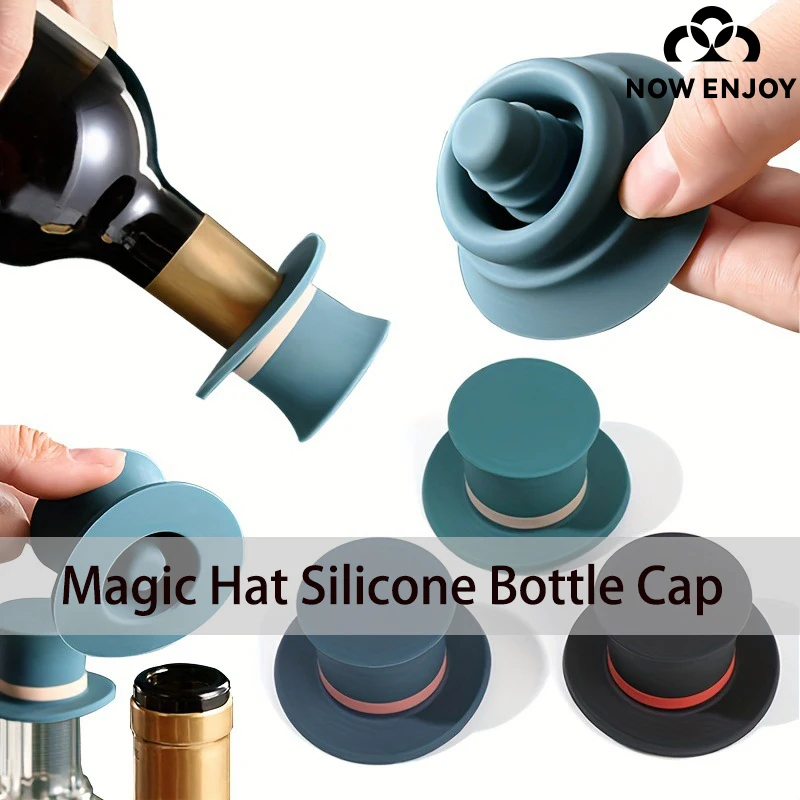 NOW ENJOY 2026 Creative Magic Hat Wine Bottle Stopper Seal Cork Cover Silicone Wine Bottle Stopper Kitchen Tools