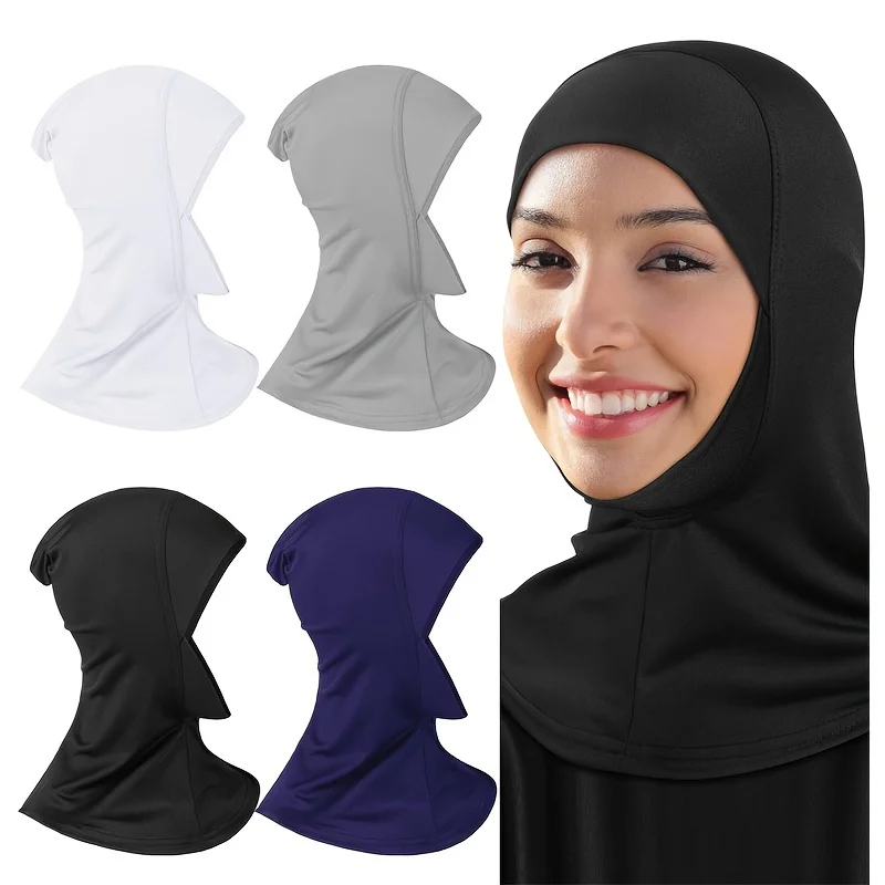 Berretto lungo etnico estensibile con cappuccio Hijab Caps cappello foulard traspirante per donna morbido copricapo Hijab con copertura completa del collo