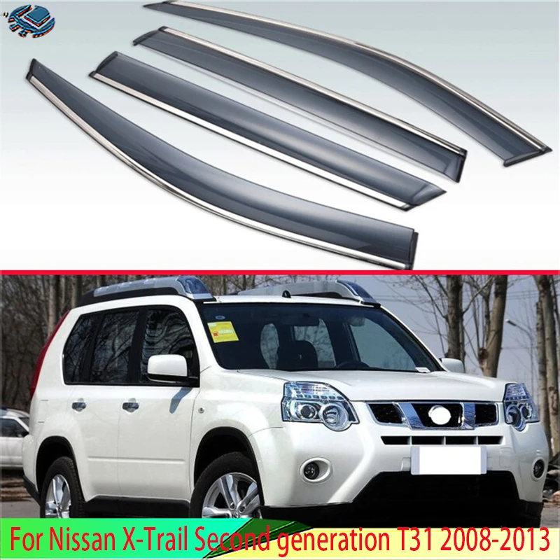 For Nissan X-Trail Second generation T31 2008-2013 Plastic Exterior Visor Vent Shades Window Sun Rain Guard Deflector 2009 2011