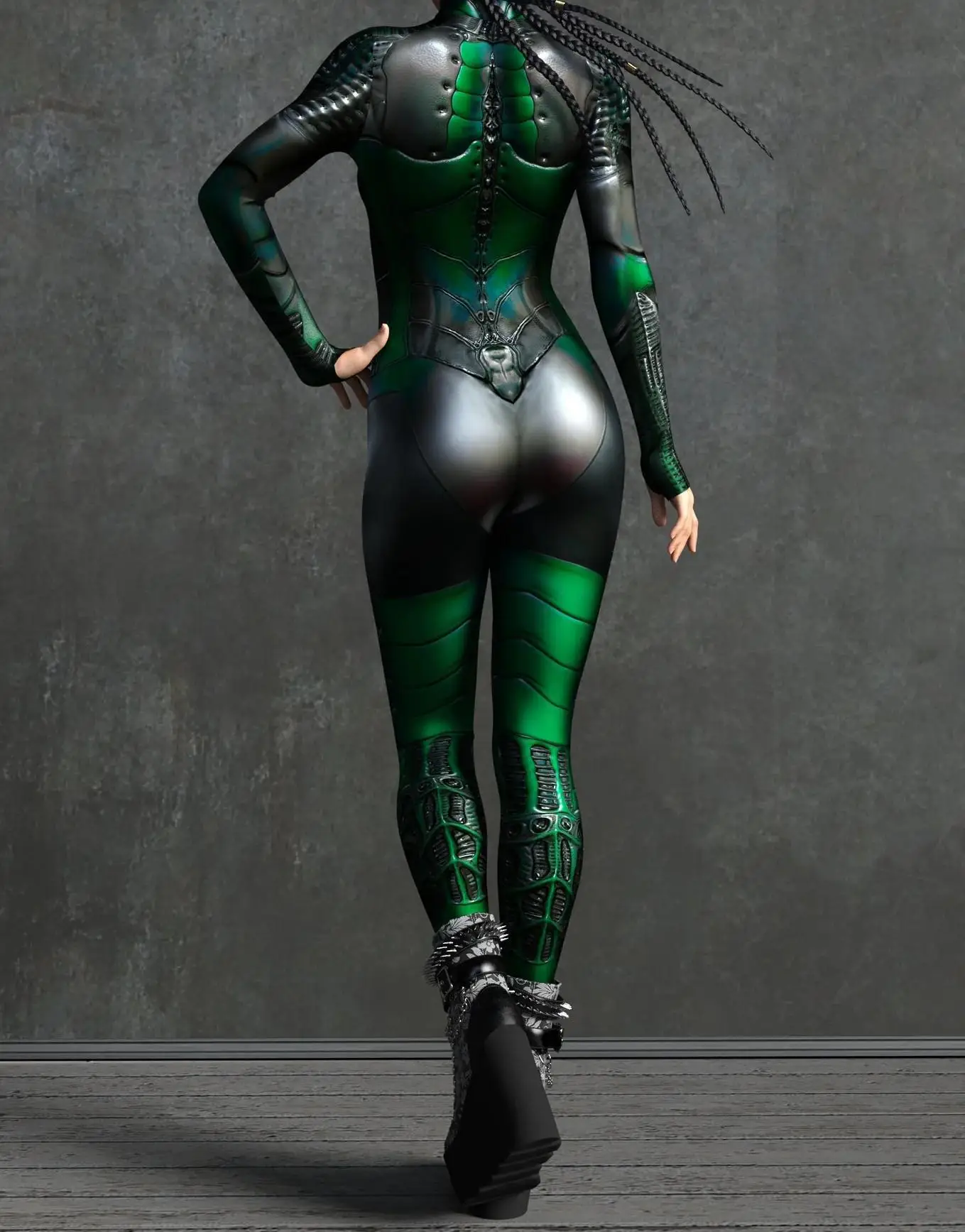 Mechanischer Rüstungsanzug für Frauen, Cyber-Fighter-Cosplay-Bodysuit, Steampunk-Kostüm, Zentai-Anzug für Halloween-Partys – Detail 17
