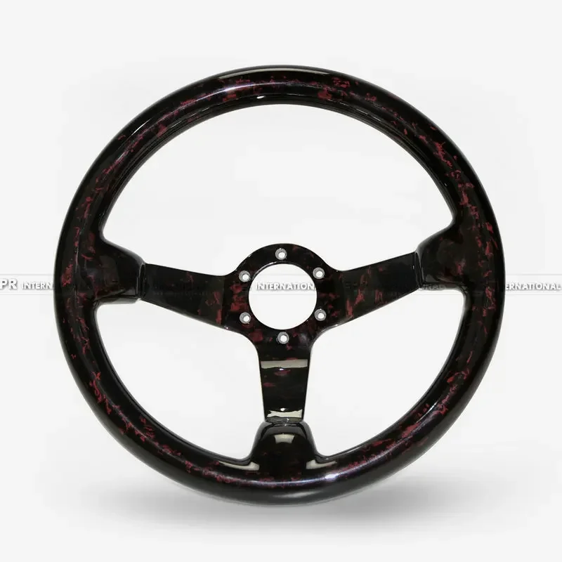 Universal Red Forged Carbon Deep Dish Type Steering Wheel 335mm diameter, 6 bolts 70mm PCD(Same Fitment with MOMO, OMP & SPARC)