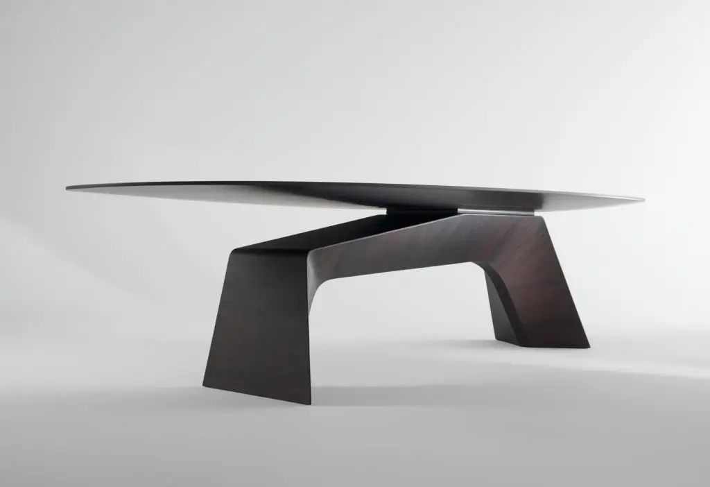 #Italian Modern Minimalist Solid Wood Office Desk Oval Conference Table With Rock Slab Top Elegant Office Furniture