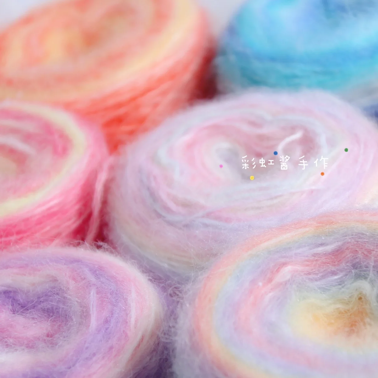 

Rainbow Sauce Handmade Dream Internet celebrity Long Dyed Hollow Ma Hai Spray Woolen Yarn, Tulip Flower Thread, Scarf Hat