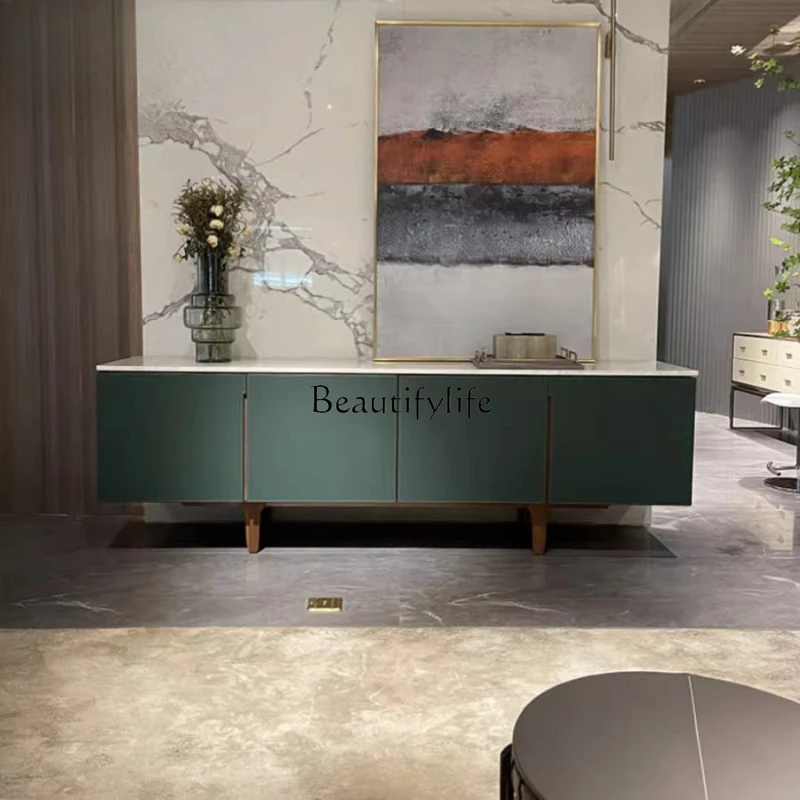 

Italian minimalist large apartment TV cabinet modern simple saddle leather floor cabinet