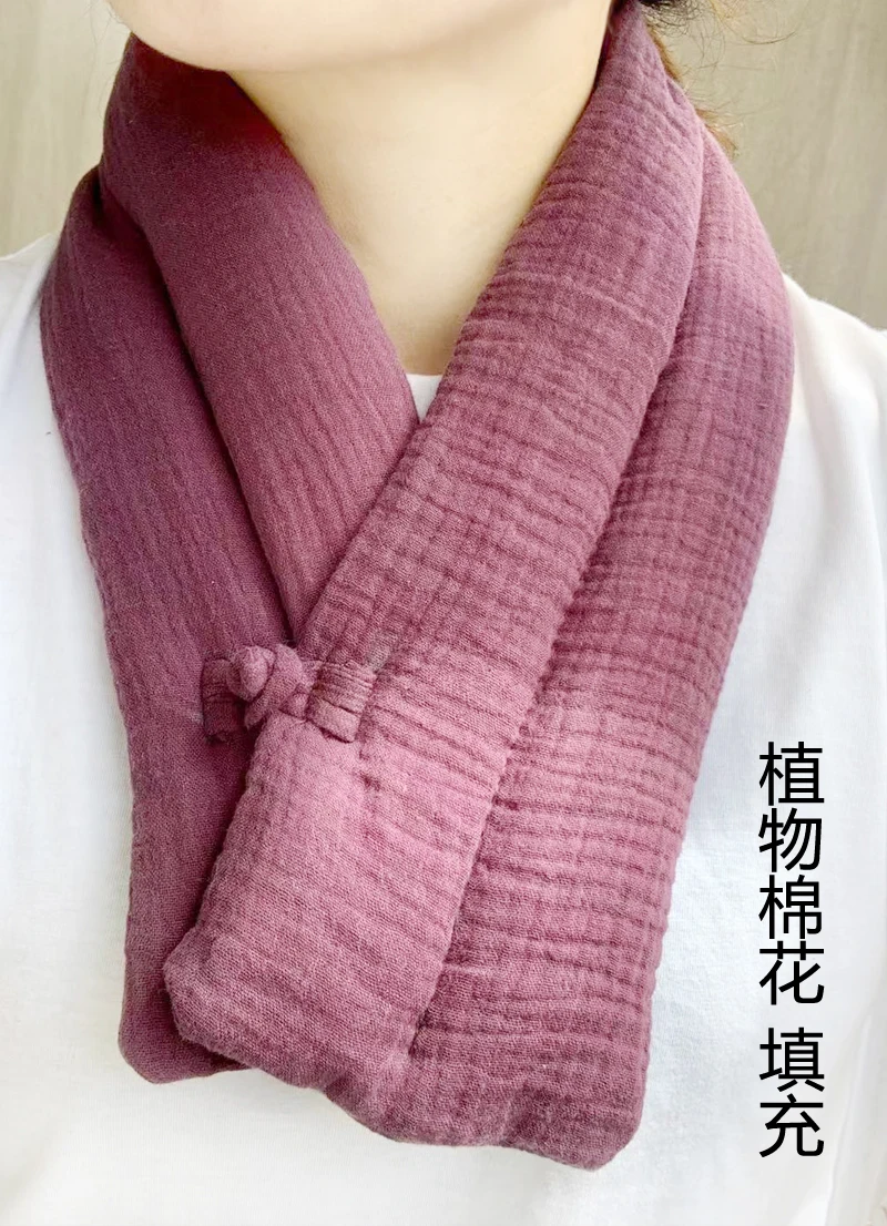 Original pure cotton natural plant cotton plus velvet thickening cervical vertebra scarf soft versatile multi-color warm scarf